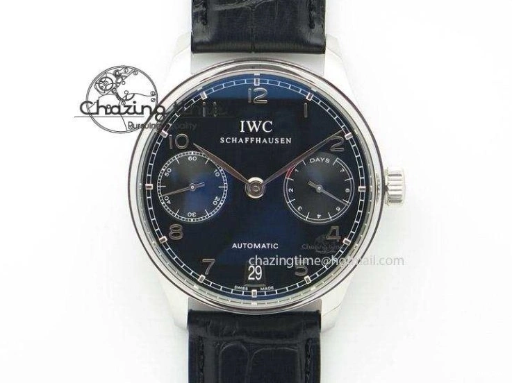 MIROTIME 0207 Portuguese Tourbillon IW5046 SS ZF Best Edition White Dial Blue Markers on Blue Leather Strap Fashionable 7149